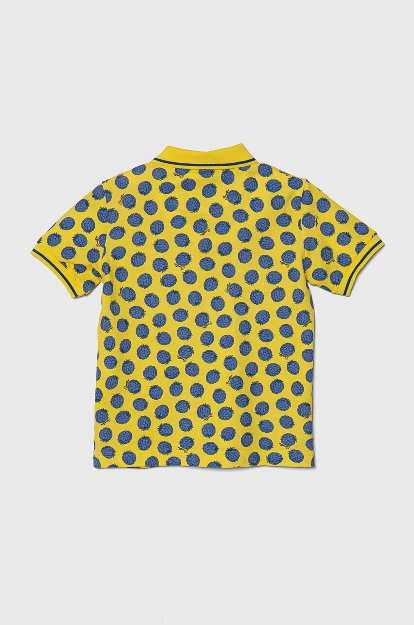 Дитяче бавовняне поло United Colors of Benetton колір жовтий візерунок