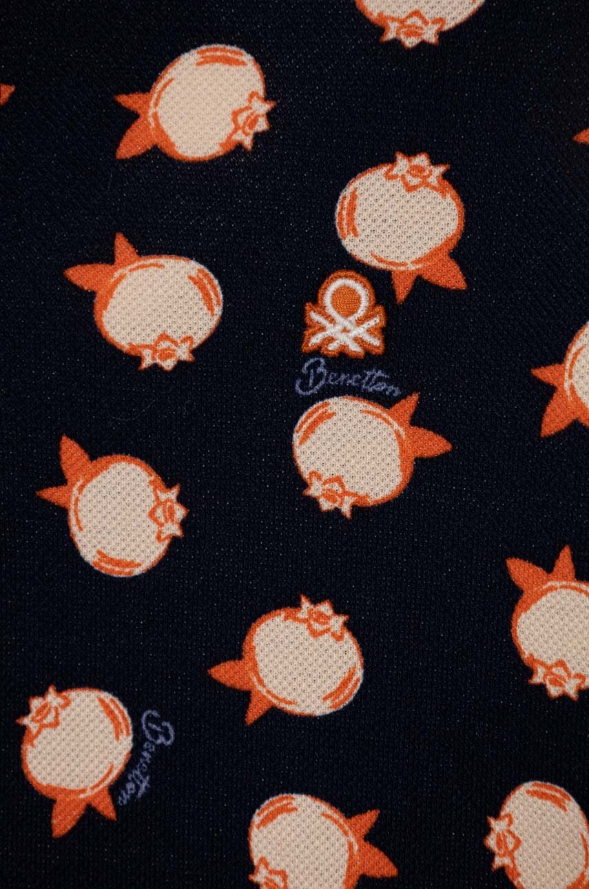 Дитяче бавовняне поло United Colors of Benetton колір синій візерунок