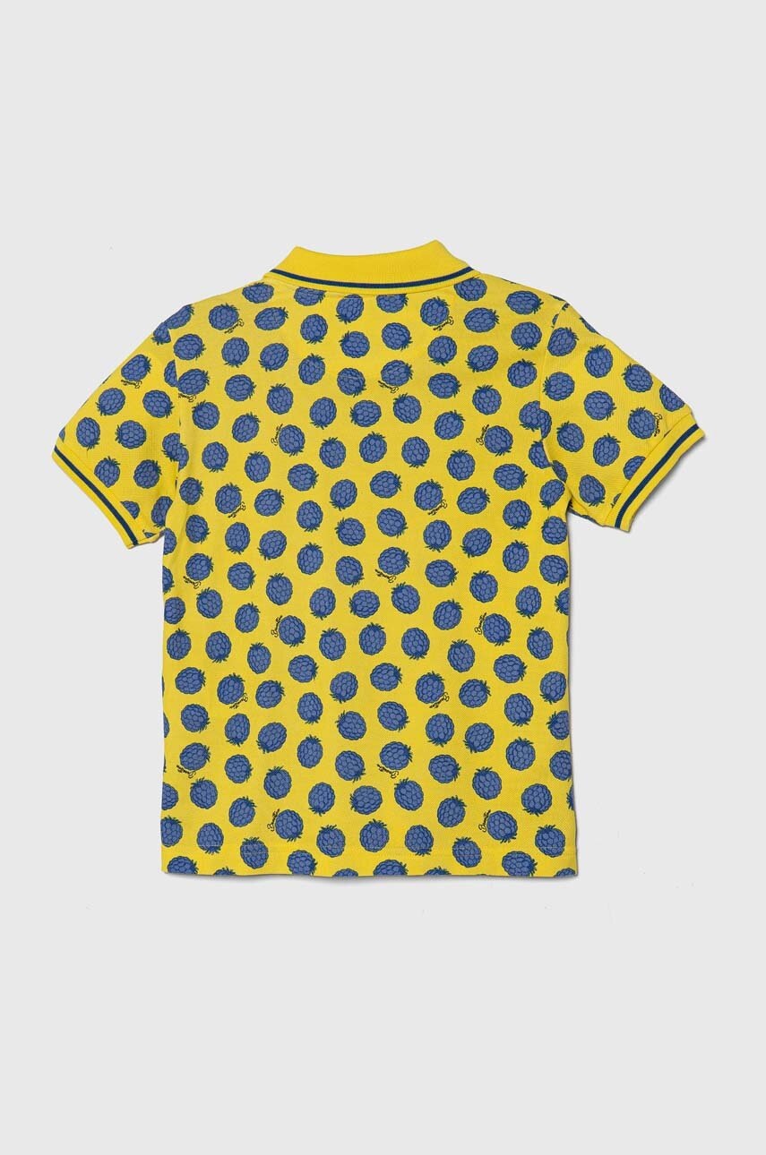 Дитяче бавовняне поло United Colors of Benetton колір жовтий візерунок