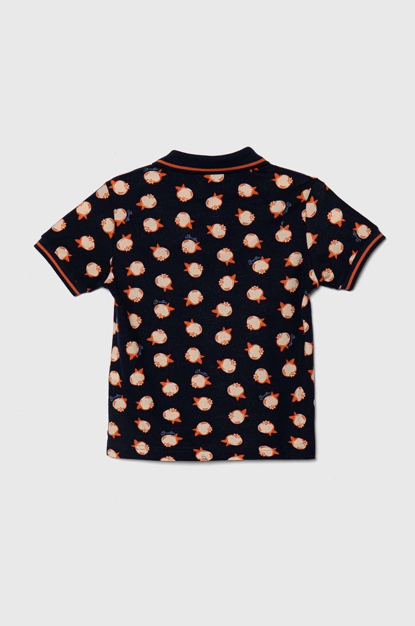 Дитяче бавовняне поло United Colors of Benetton колір синій візерунок