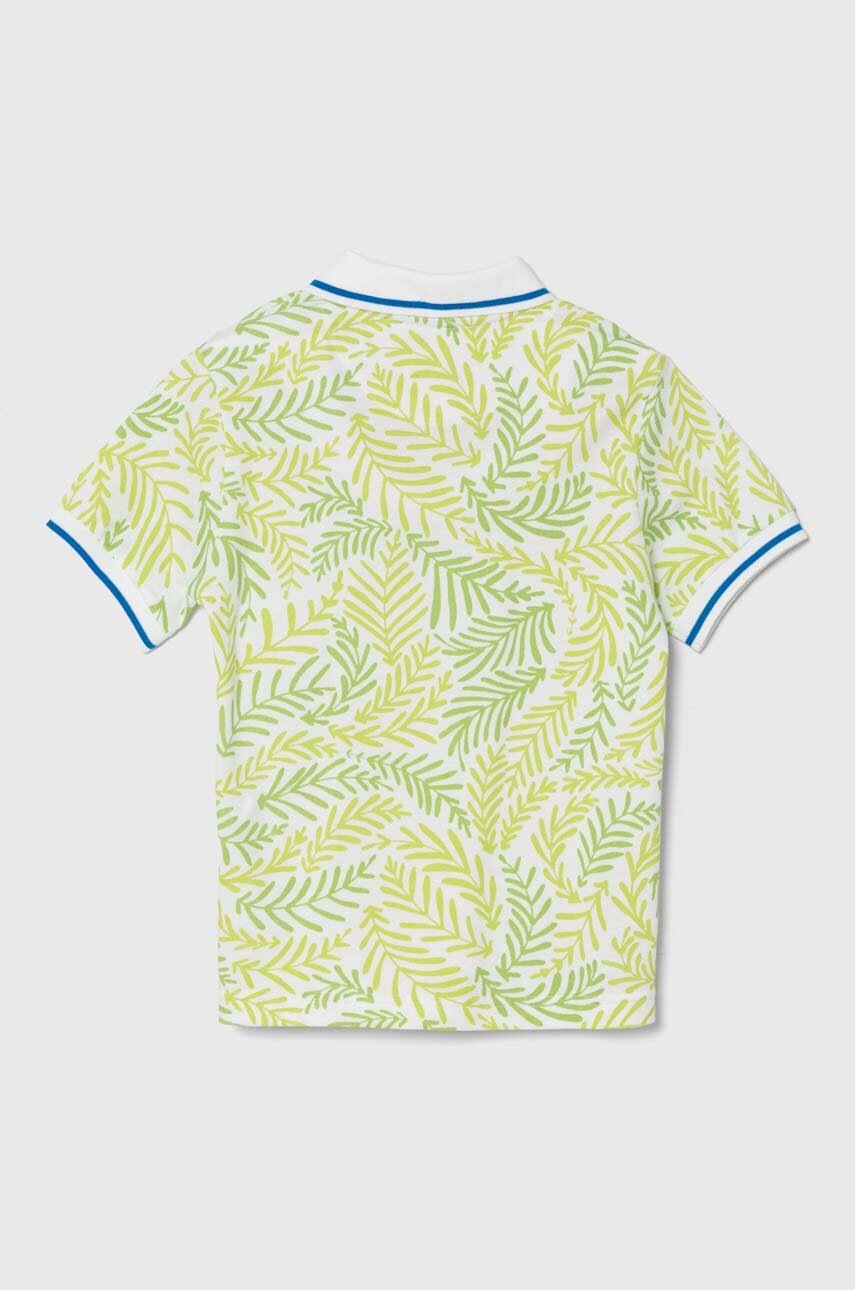 Дитяче бавовняне поло United Colors of Benetton колір зелений візерунок