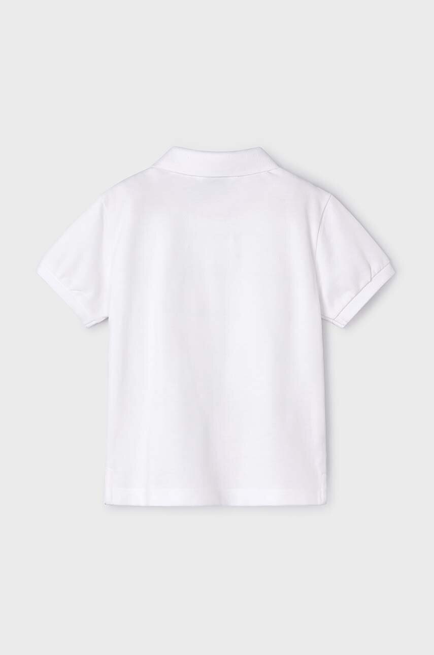 Детское хлопковое поло Mayoral цвет белый однотонный Детское хлопковое поло Mayoral цвет белый однотонный