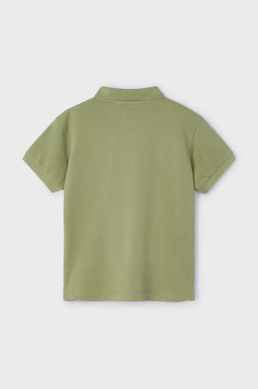 Детское хлопковое поло Mayoral цвет зелёный однотонный