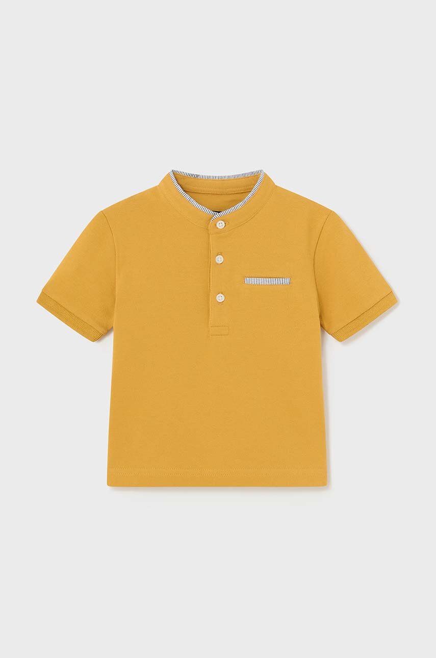 Mayoral tricou polo pentru copii culoarea galben, neted
