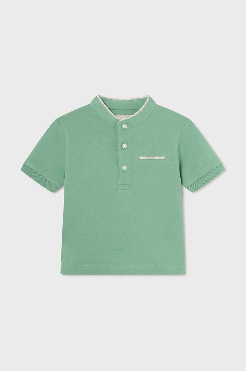 Mayoral tricou polo pentru copii culoarea verde, neted