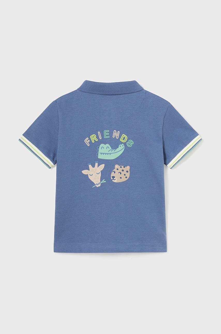 Дитяча бавовняна футболка поло Mayoral з принтом