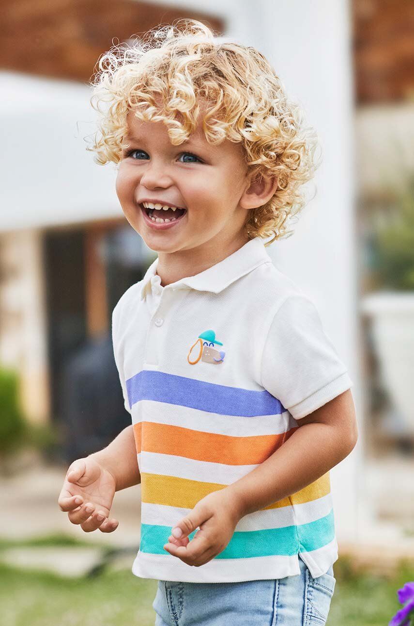 Mayoral tricou polo pentru copii culoarea bej, modelator