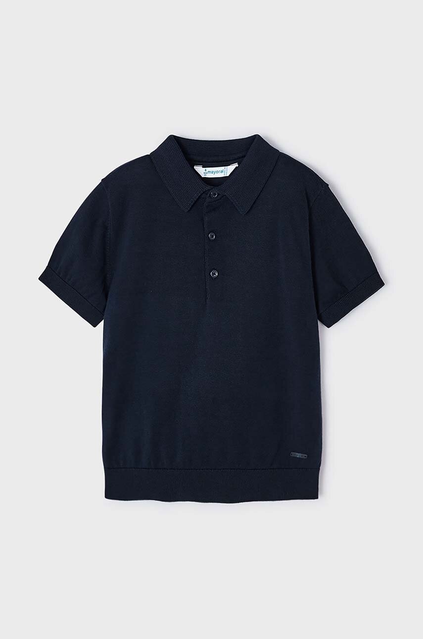 Детское хлопковое поло Mayoral цвет синий однотонный