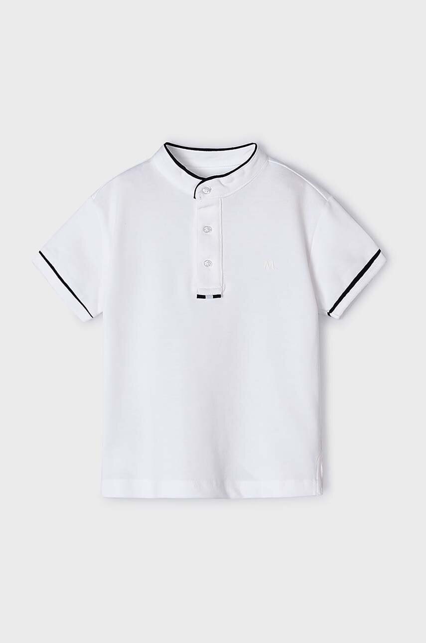 Детское поло Mayoral цвет белый однотонный Детское поло Mayoral цвет белый однотонный