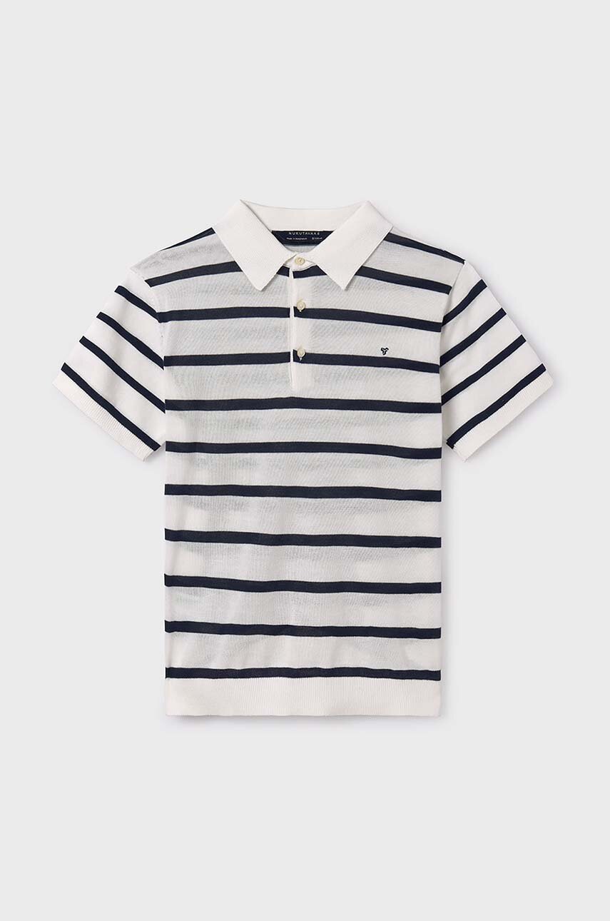 Детское хлопковое поло Mayoral цвет белый узорный