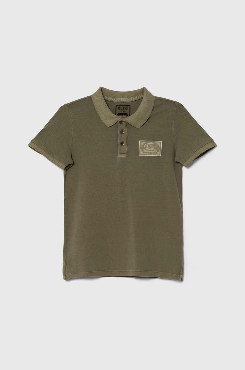Дитяче бавовняне поло Guess колір зелений з аплікацією Дитяче бавовняне поло Guess колір зелений з аплікацією