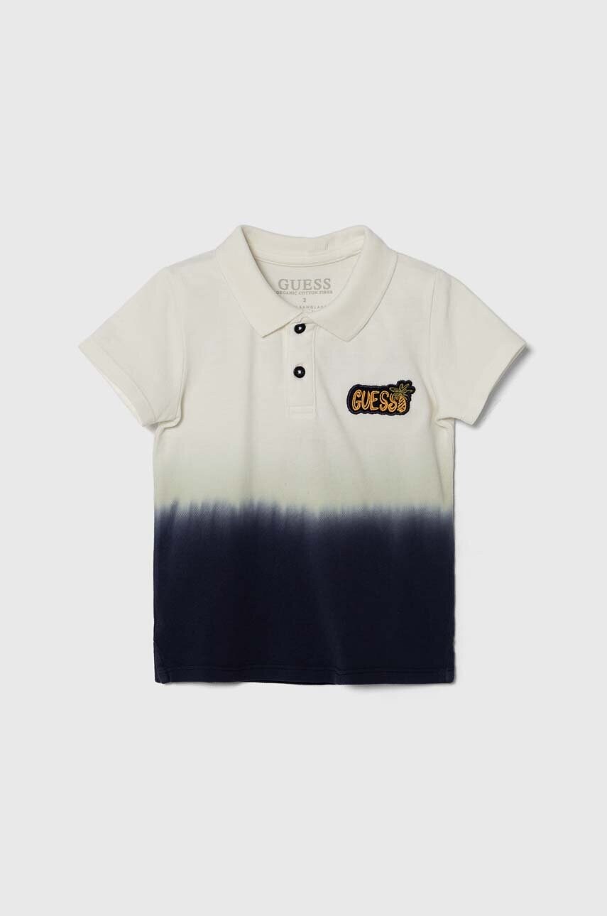 Levně Dětská bavlněná polokošile Guess tmavomodrá barva