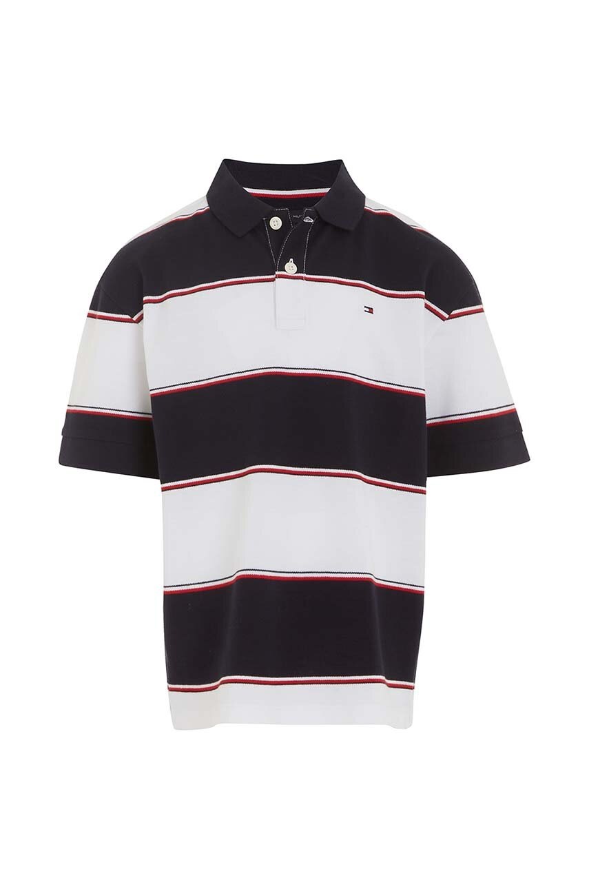 Детское хлопковое поло Tommy Hilfiger цвет синий узорный