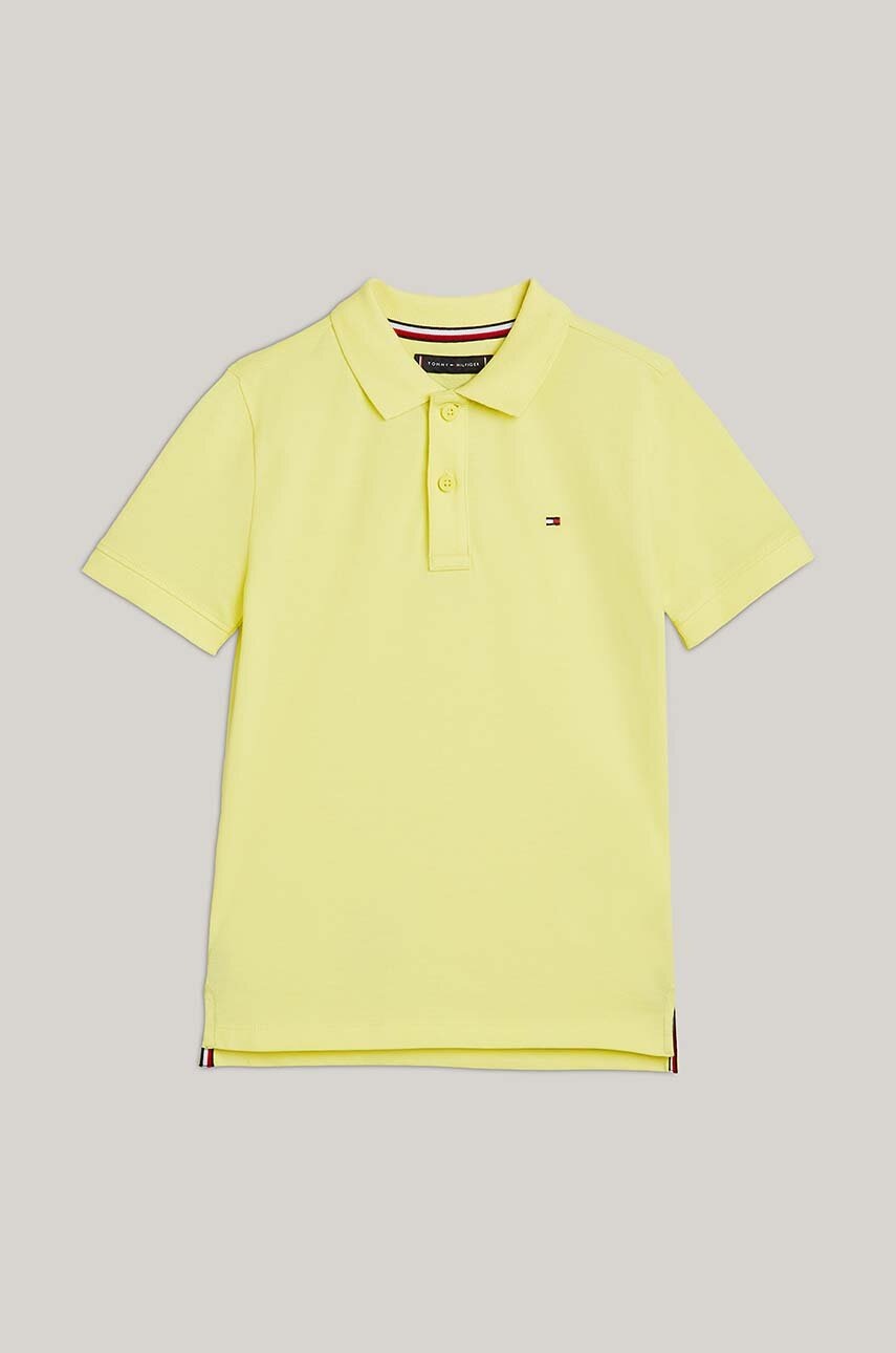 Дитяче бавовняне поло Tommy Hilfiger колір жовтий однотонний