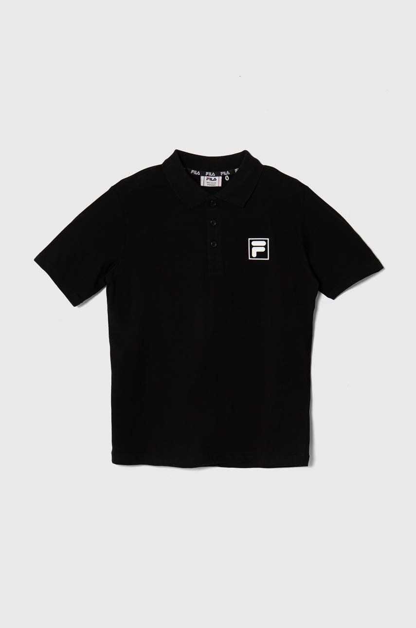 Fila tricouri polo din bumbac pentru copii BLEKENDORF culoarea negru, cu imprimeu