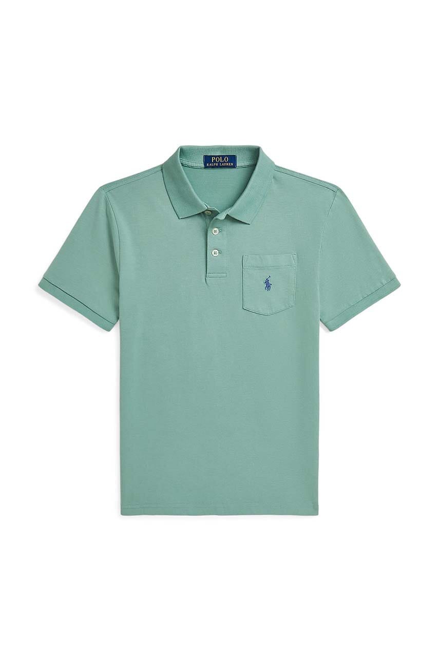 Levně Dětská bavlněná polokošile Polo Ralph Lauren zelená barva, 323942065002
