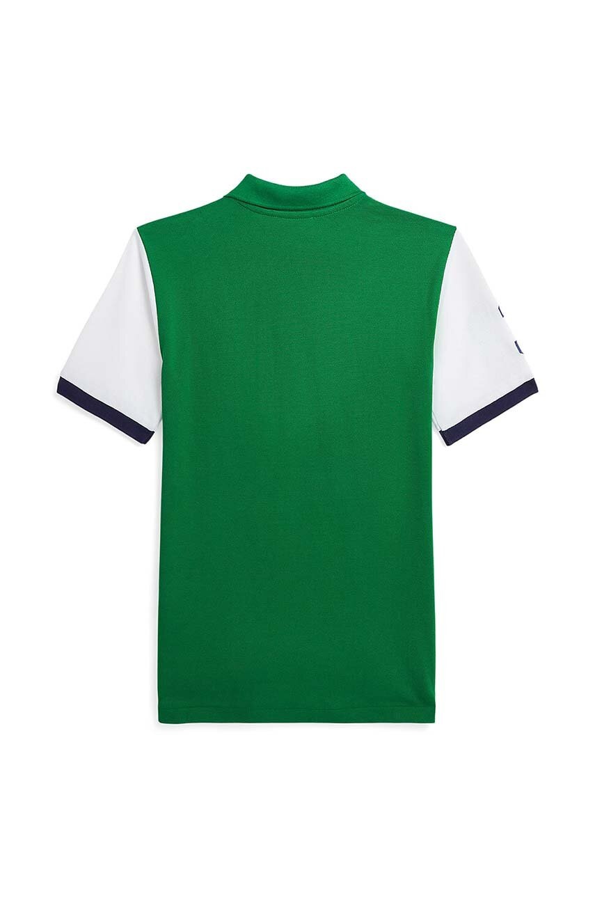 Дитяче бавовняне поло Polo Ralph Lauren колір зелений візерунок 323942107001