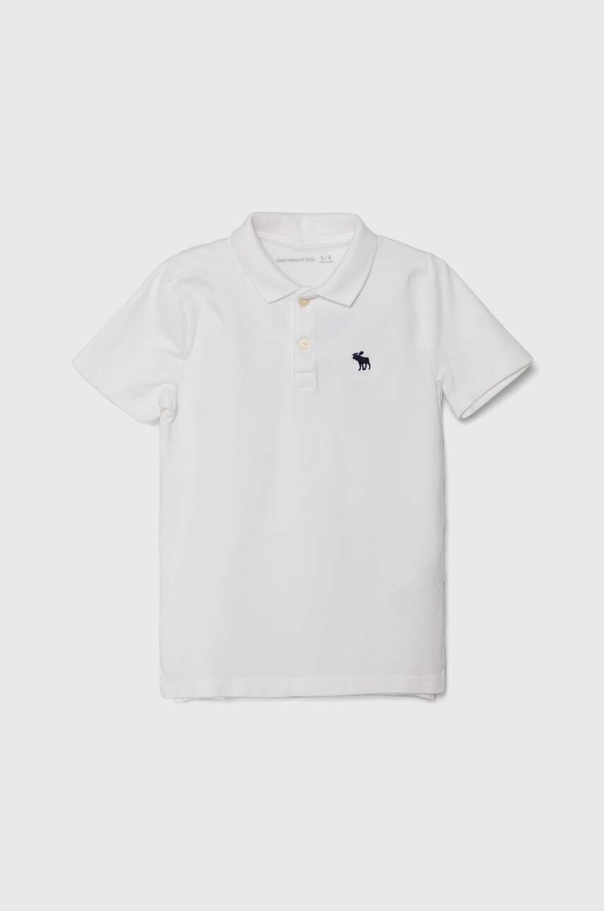

Детска тениска с яка Abercrombie & Fitch в бяло с изчистен дизайн, Бял