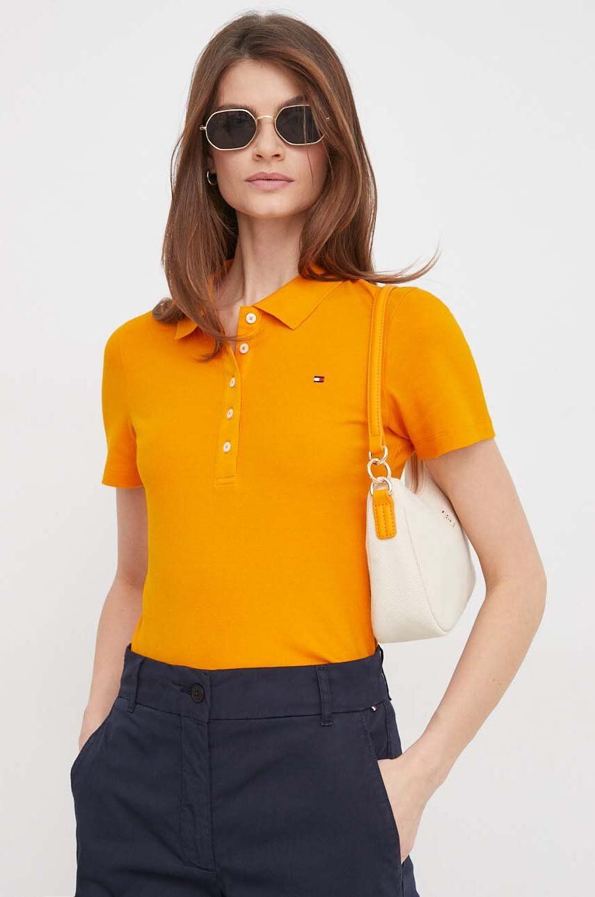 Levně Polo tričko Tommy Hilfiger oranžová barva