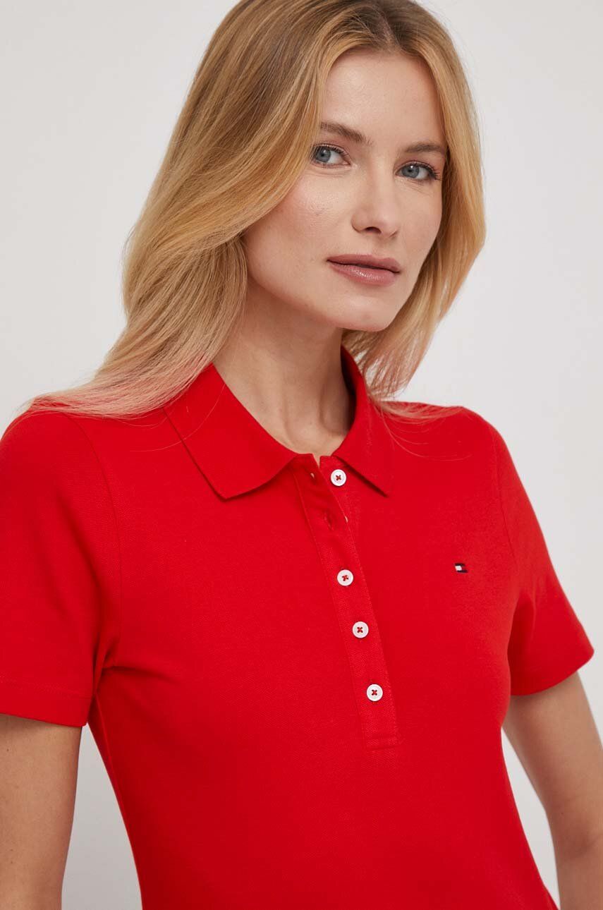 Levně Polo tričko Tommy Hilfiger červená barva, WW0WW37823