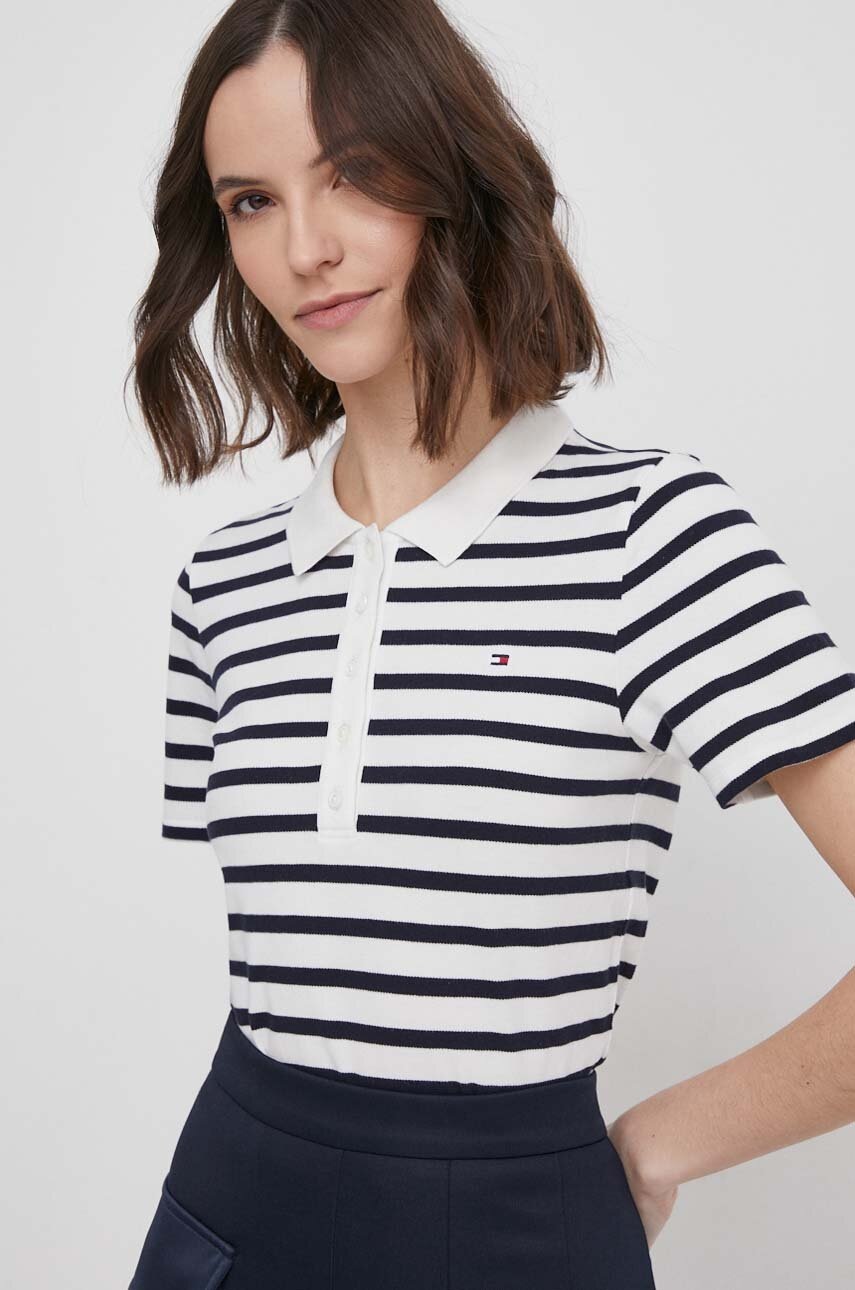 

Тениска с яка Tommy Hilfiger в бежово WW0WW39530, Бежов