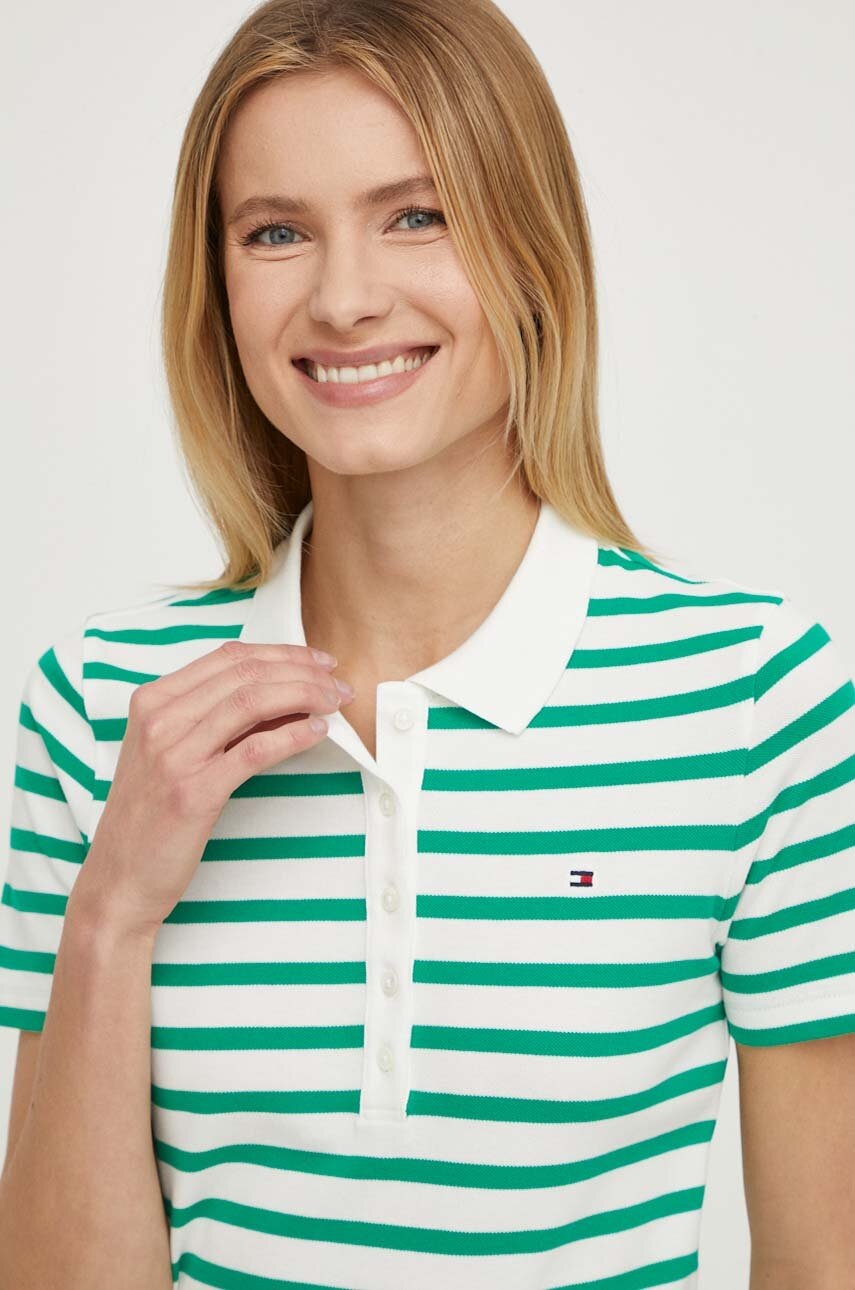 

Тениска с яка Tommy Hilfiger в зелено WW0WW39530, Зелен