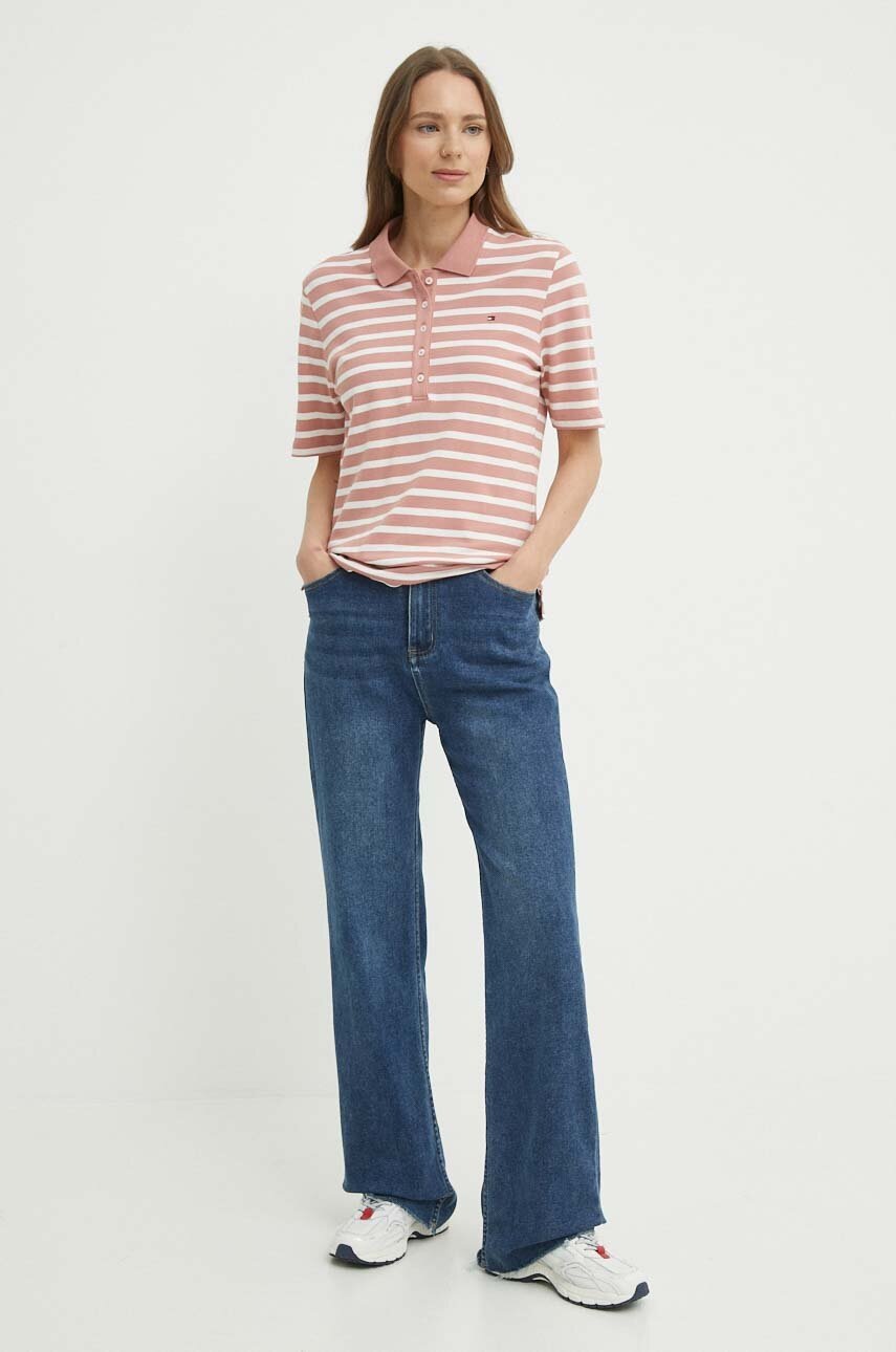 Πόλο Tommy Hilfiger χρώμα: ροζ φωτογραφία