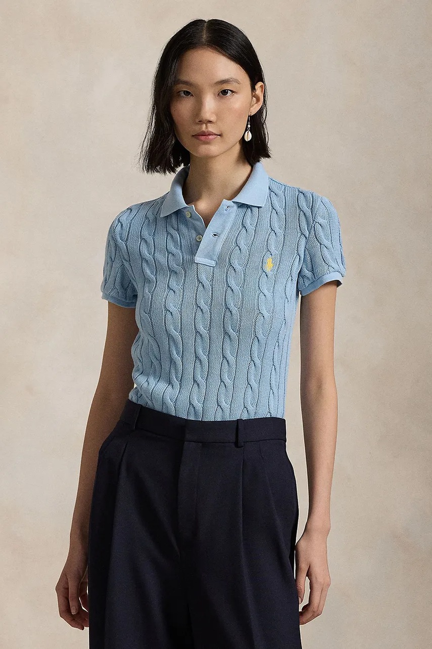 Bavlněné polo tričko Polo Ralph Lauren modrá barva