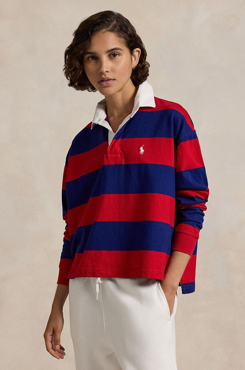 

Памучна блуза с дълги ръкави Polo Ralph Lauren в червено 211943012, Червен