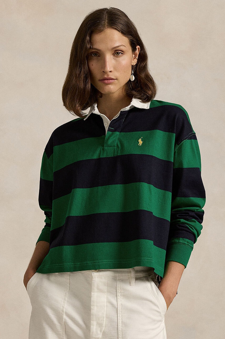 

Памучна блуза с дълги ръкави Polo Ralph Lauren в зелено 211943012, Зелен