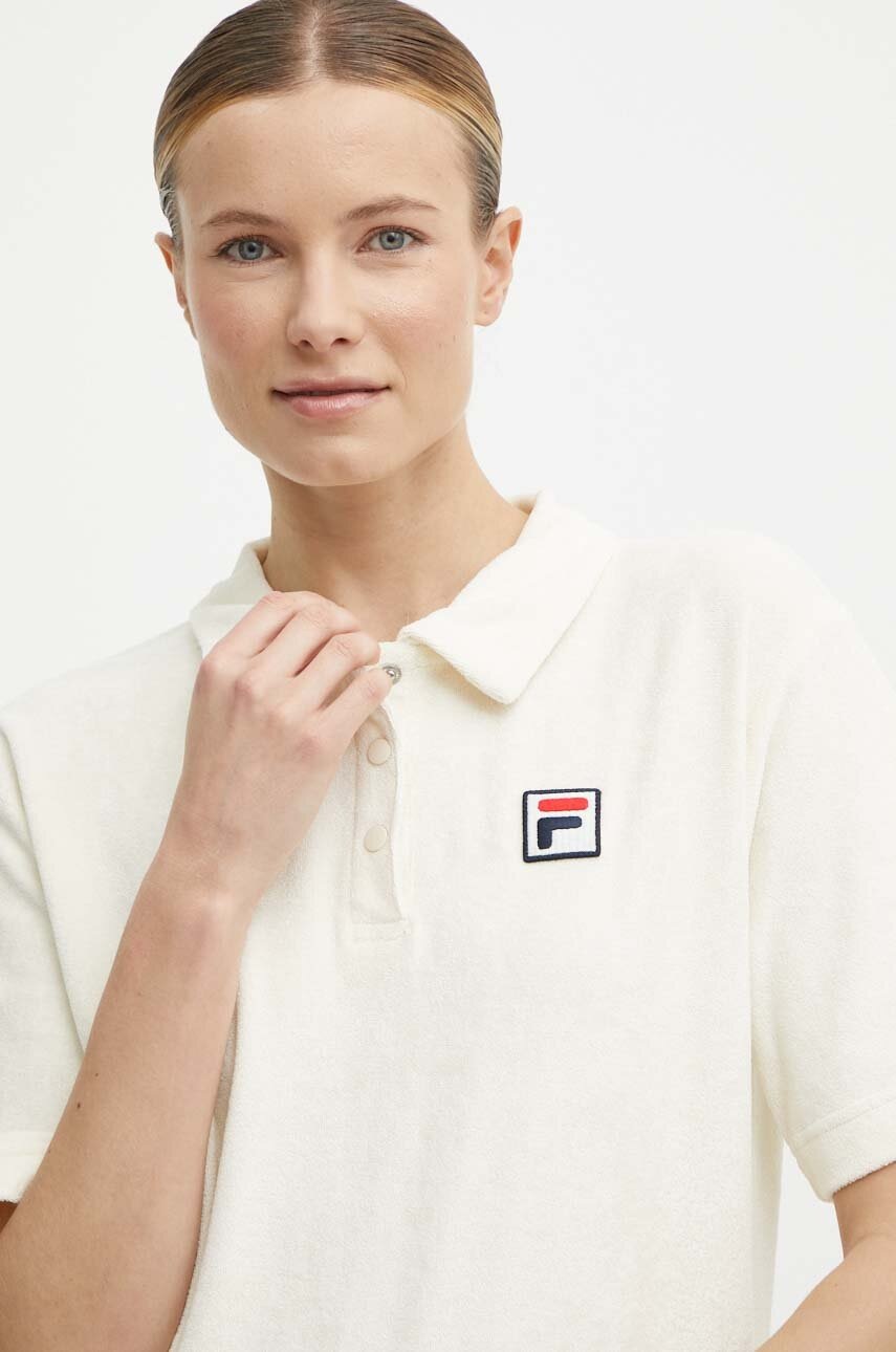 Βαμβακερό μπλουζάκι πόλο Fila Lusaka χρώμα: μπεζ, FAW0753 φωτογραφία