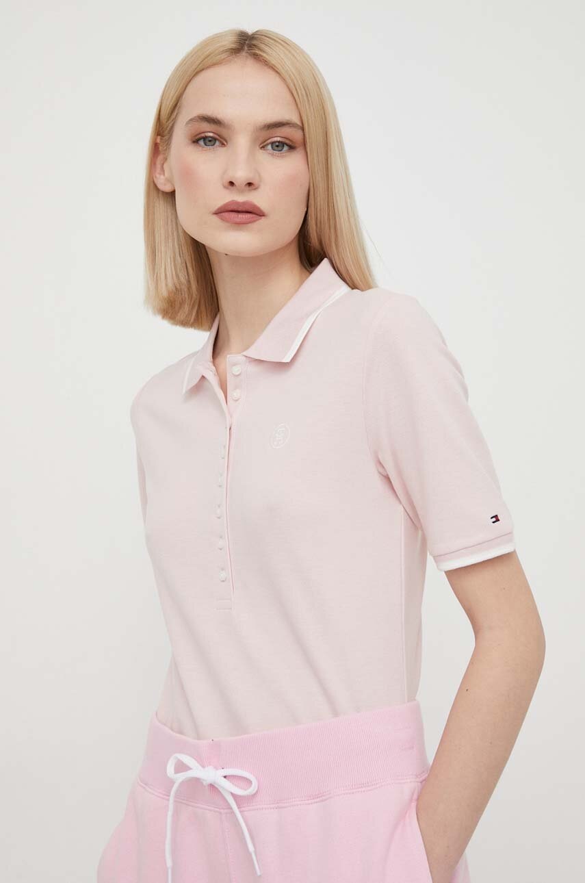 

Тениска с яка Tommy Hilfiger в розово WW0WW41288, Розов