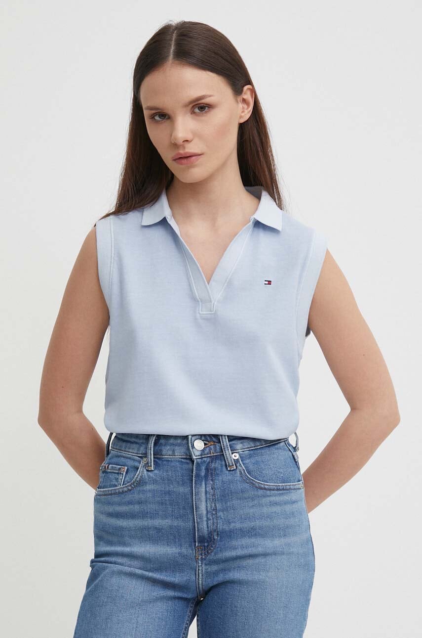 

Топ Tommy Hilfiger дамски в синьо WW0WW41284, Син