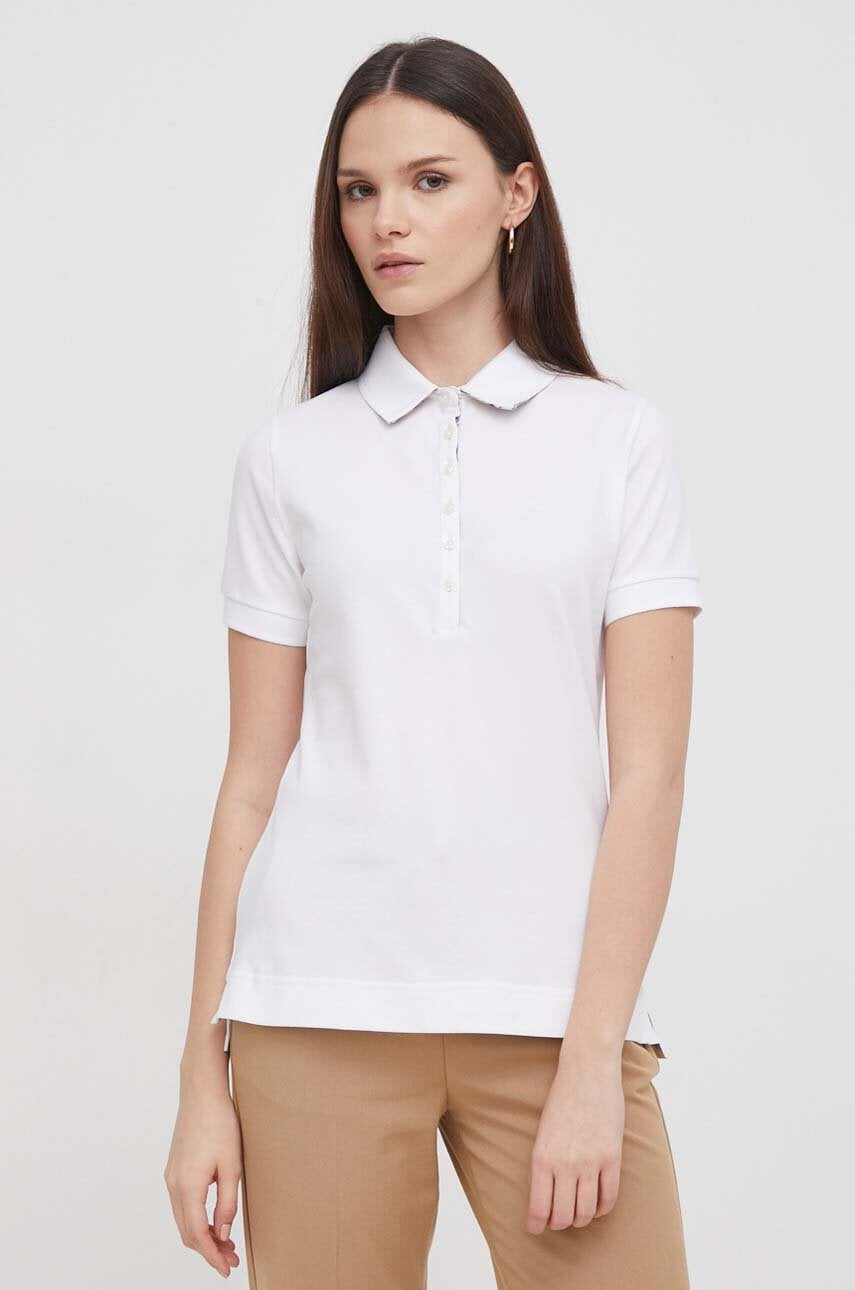 Barbour tricou polo femei, culoarea alb