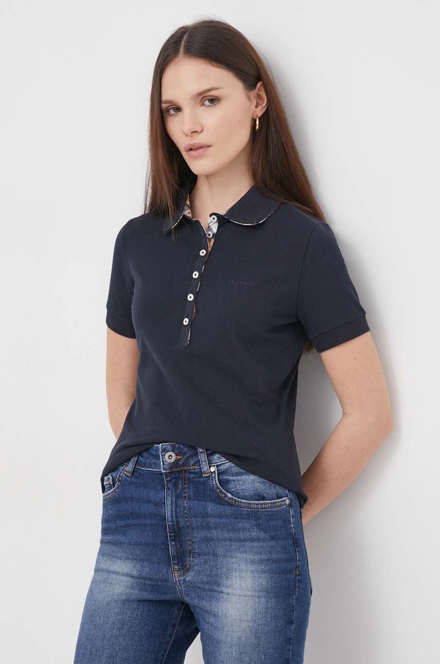 Barbour tricou polo femei, culoarea albastru marin