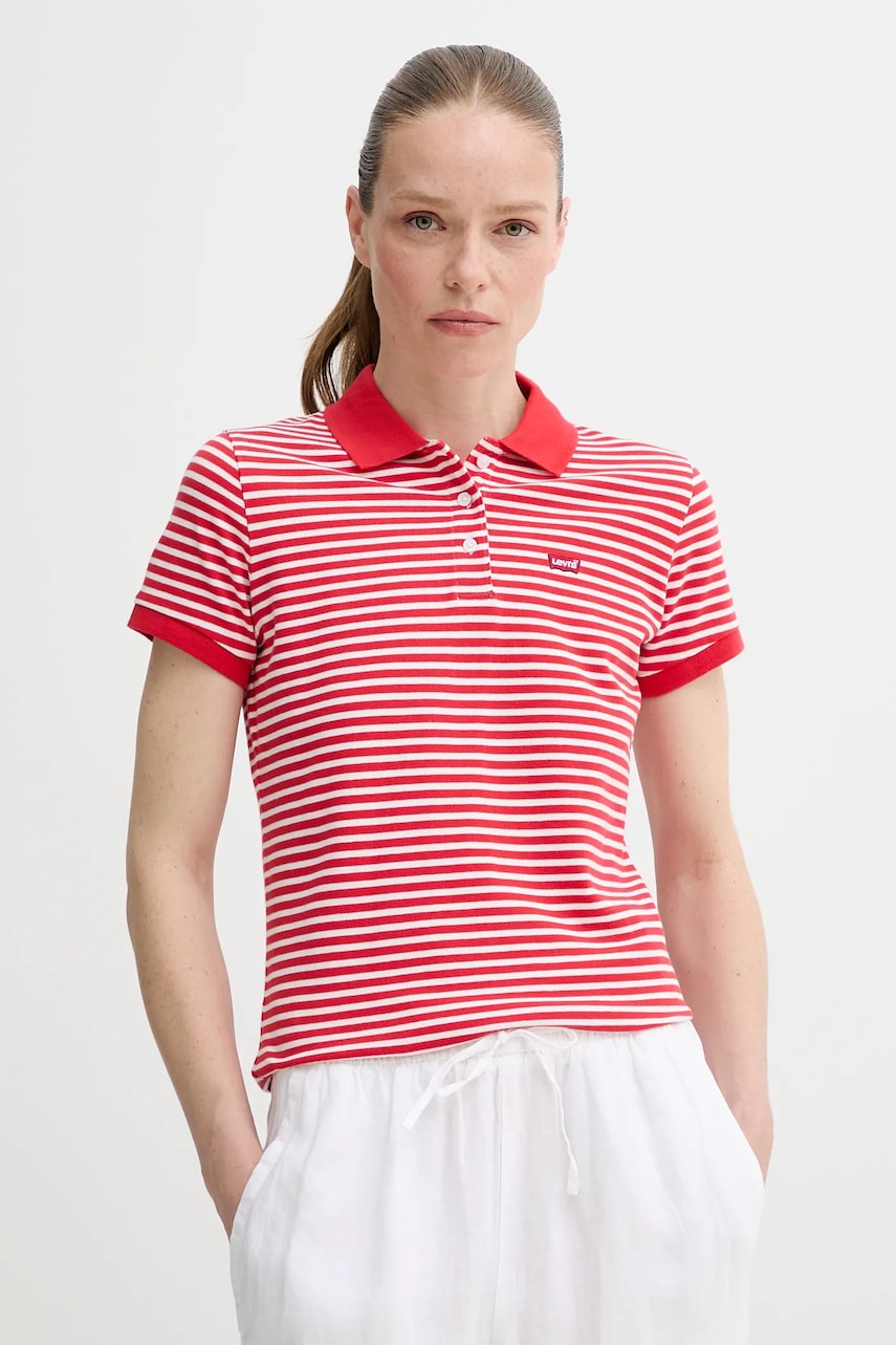 Levi\'s tricou polo culoarea alb, 52599