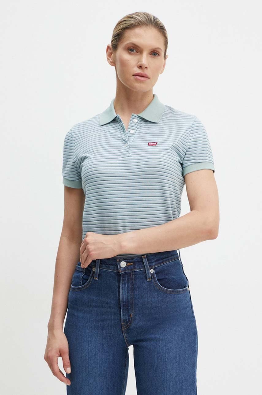 Levi's tricou polo femei, culoarea verde, 52599 Levi's tricou polo femei, culoarea verde, 52599