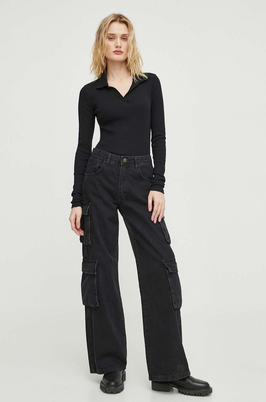 Βαμβακερή μπλούζα με μακριά μανίκια G-Star χρώμα: μαύρο φωτογραφία