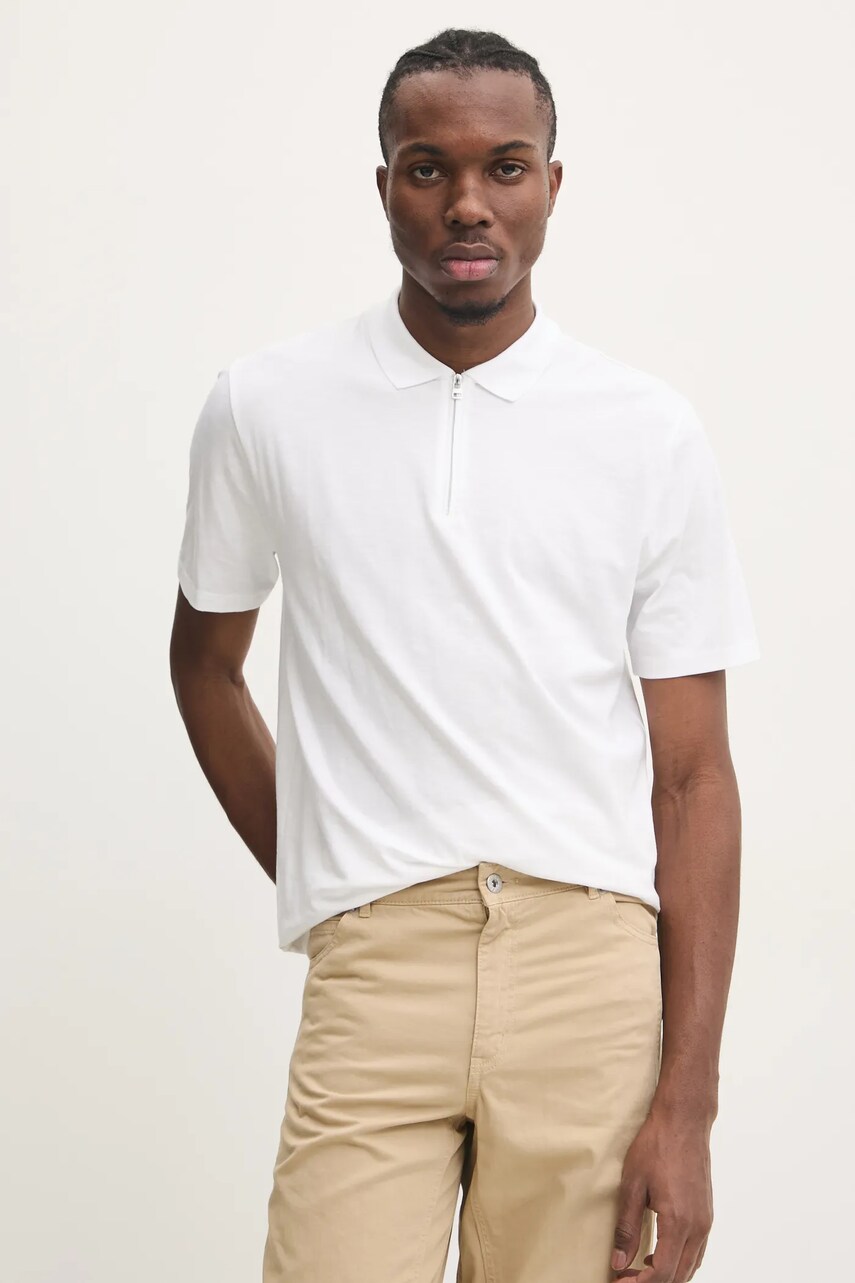 HUGO tricou polo barbati, culoarea alb, neted