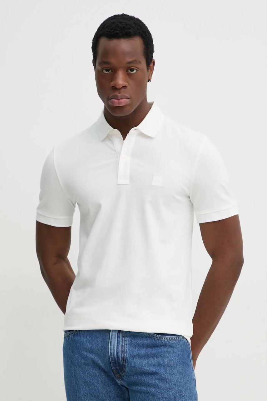 BOSS Orange tricou polo barbati, culoarea alb, neted, 50507699 BOSS Orange tricou polo barbati, culoarea alb, neted, 50507699