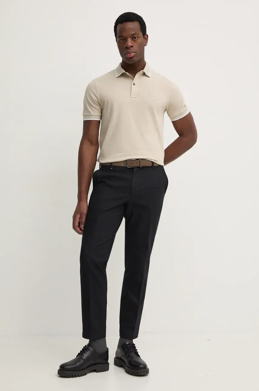 Поло Boss Orange мужское цвет бежевый однотонное Поло Boss Orange мужское цвет бежевый однотонное