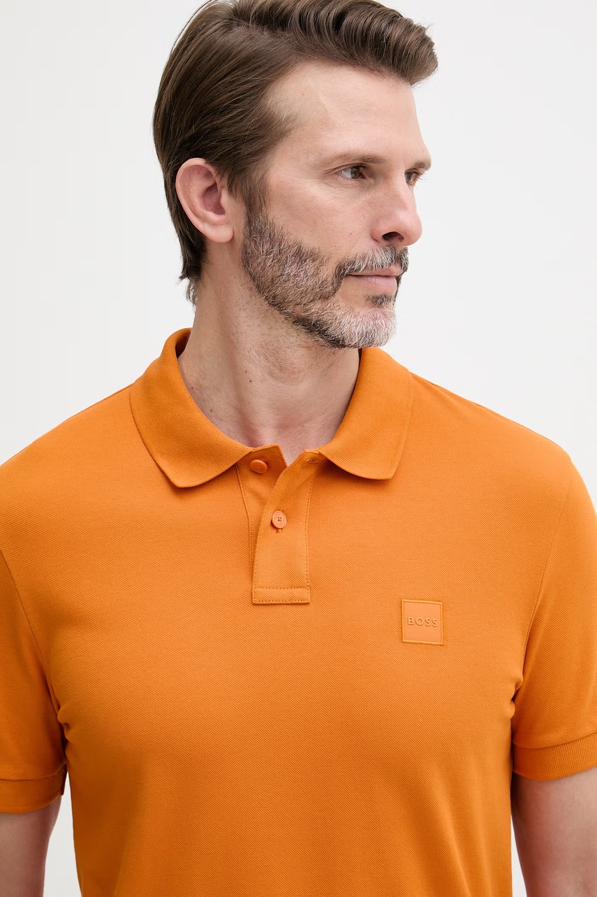 BOSS Orange polo tričko pánske bavlnené s elastanom Passenger