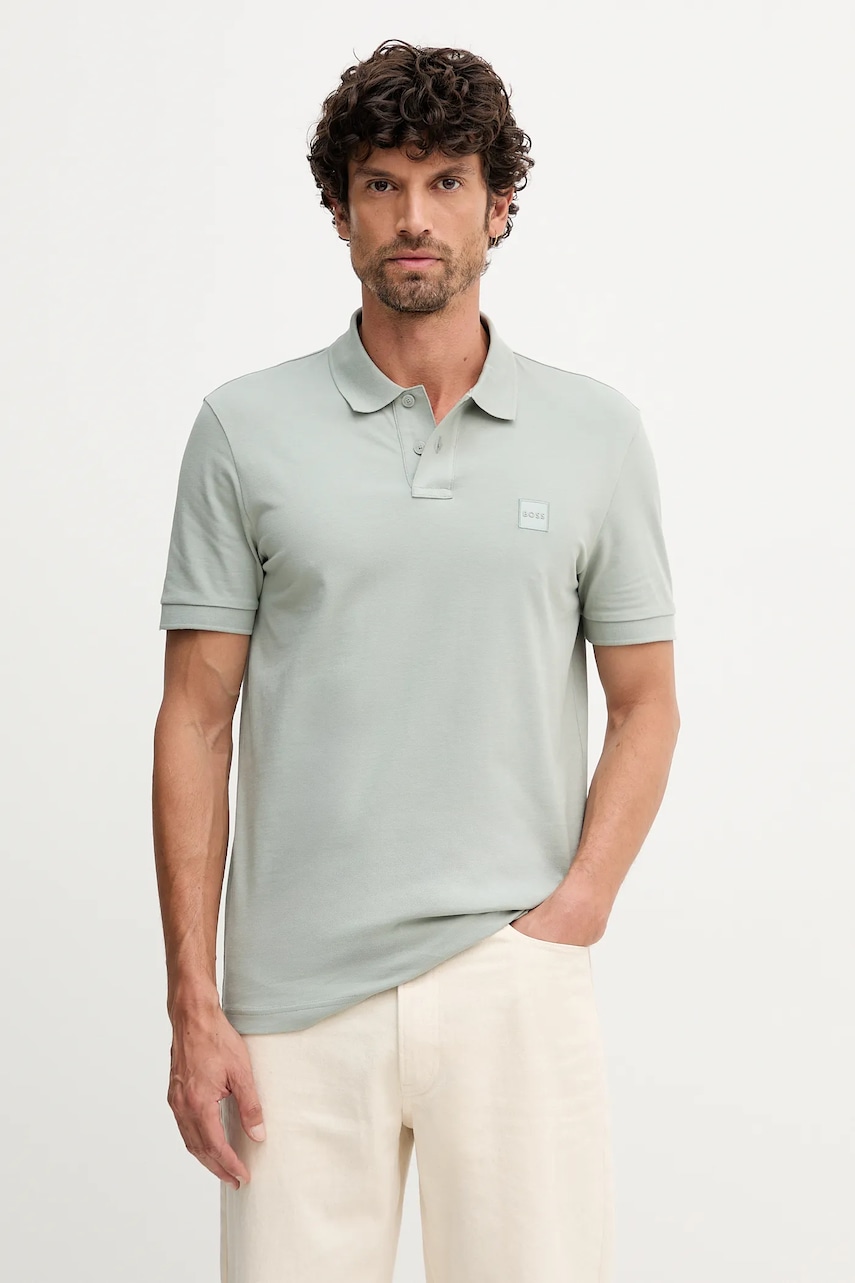 Levně Polo tričko BOSS Orange pánské, černá barva, 50507803