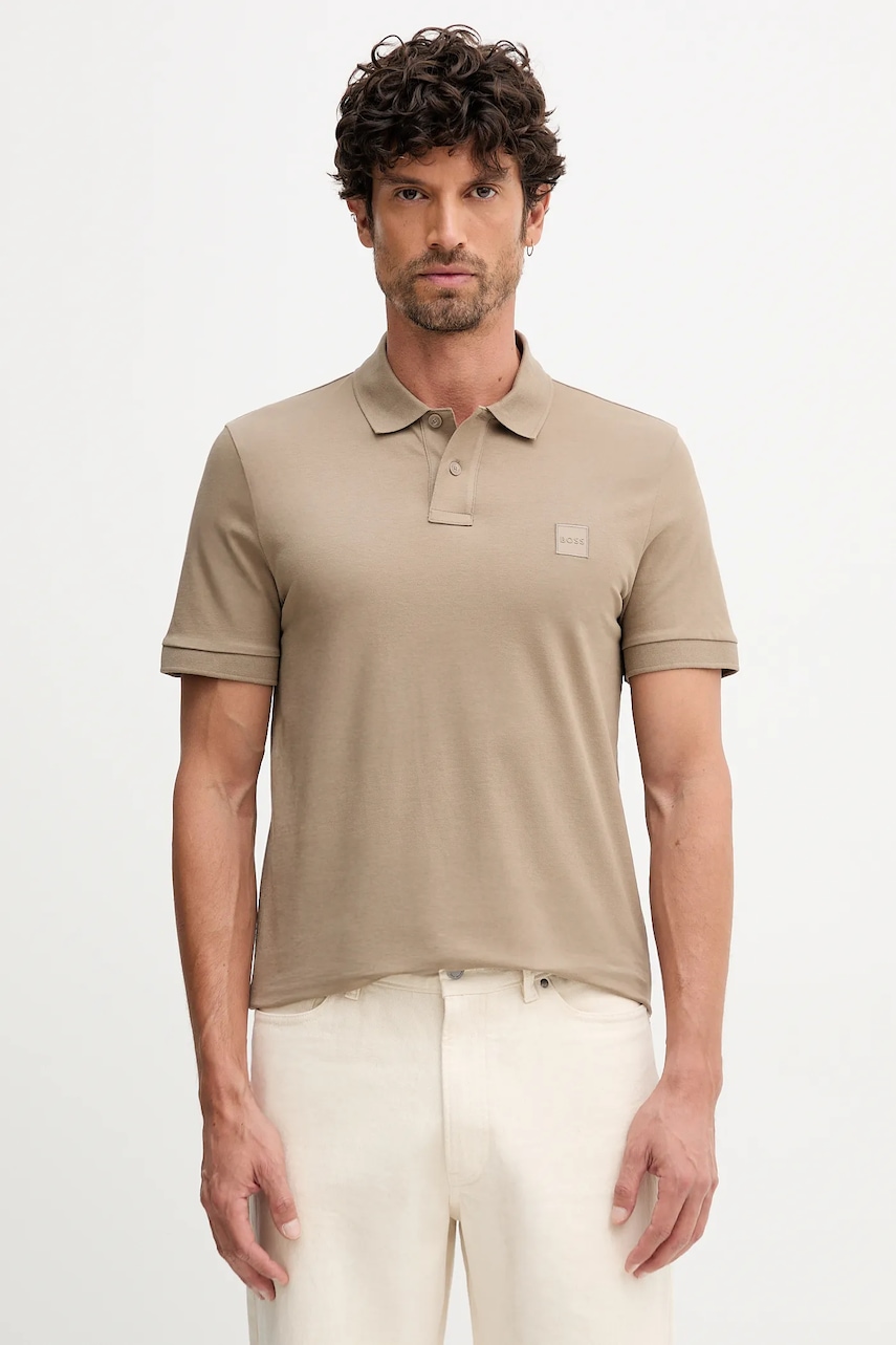 BOSS Orange tricou polo culoarea negru, uni, 50507803