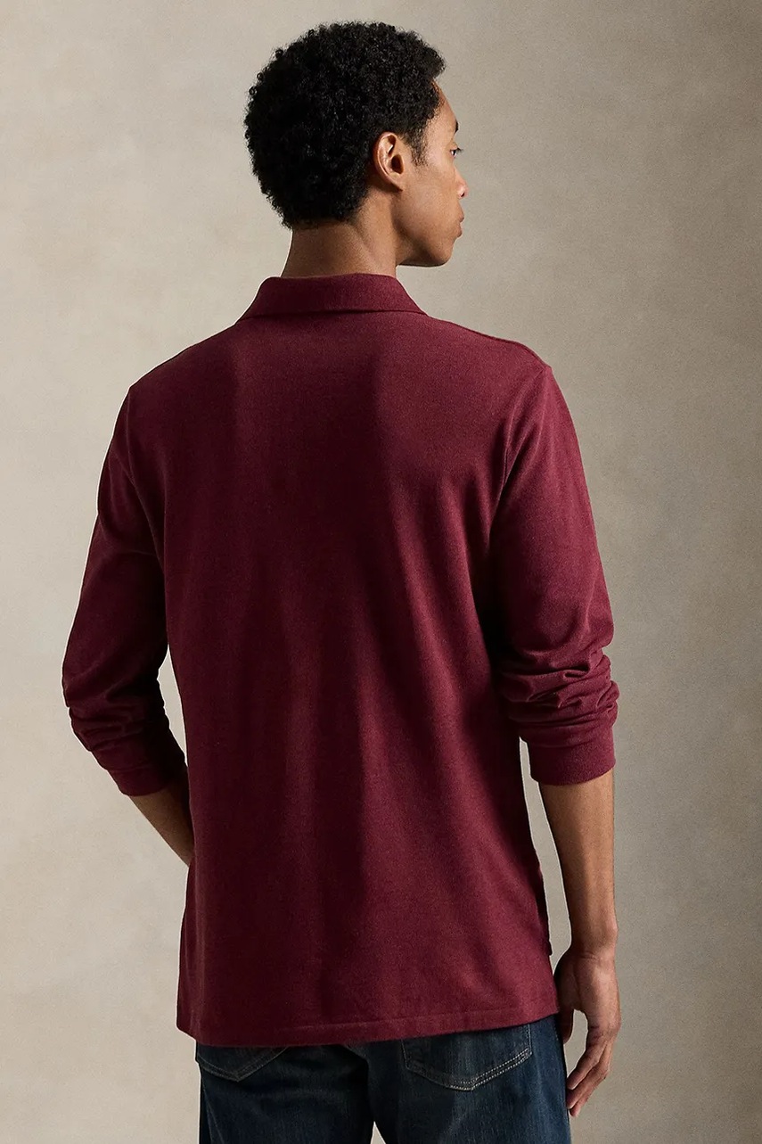 Хлопковый лонгслив Polo Ralph Lauren цвет бордовый однотонная 710680790