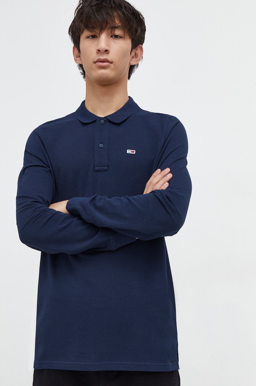 E-shop Bavlněné tričko s dlouhým rukávem Tommy Jeans tmavomodrá barva, DM0DM18309