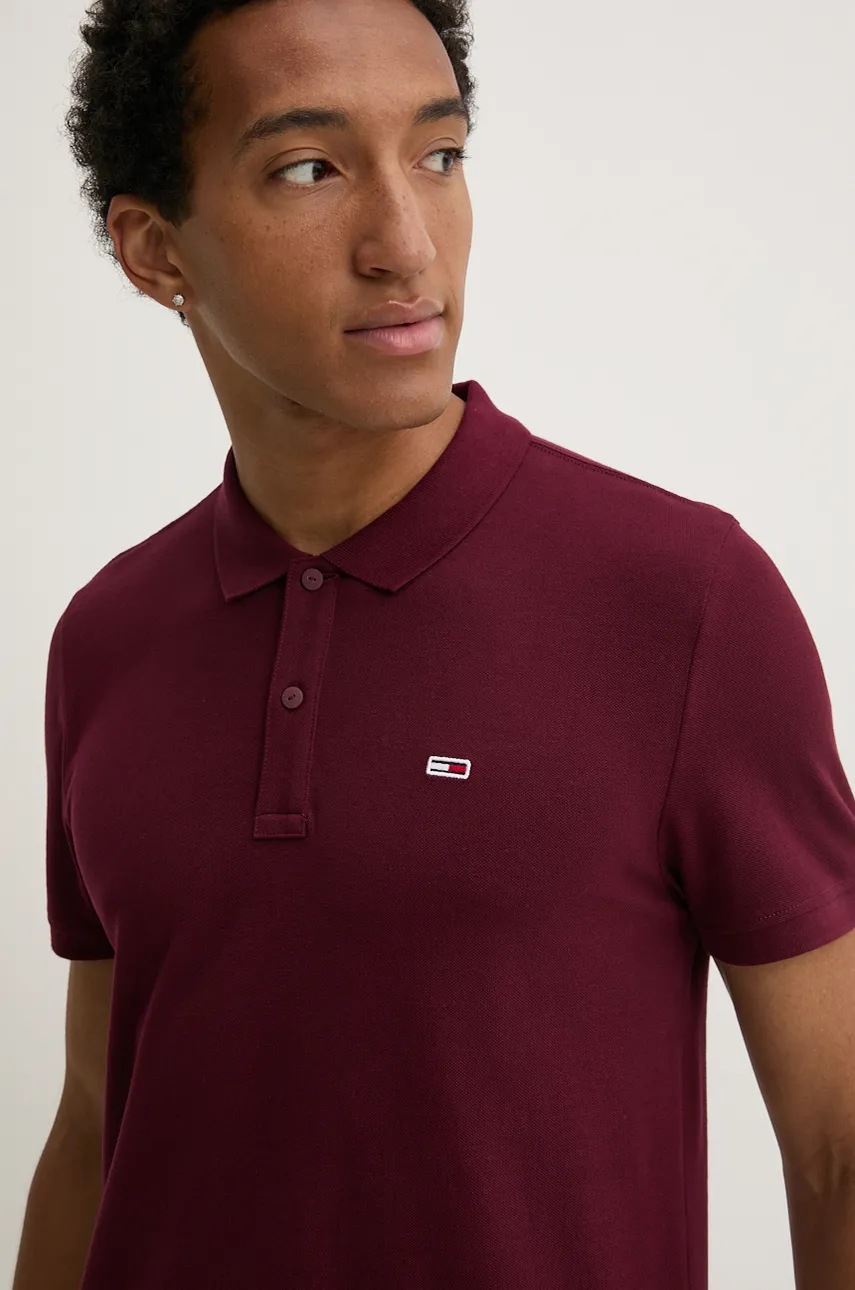 Бавовняне поло Tommy Jeans колір синій однотонне DM0DM18312 
