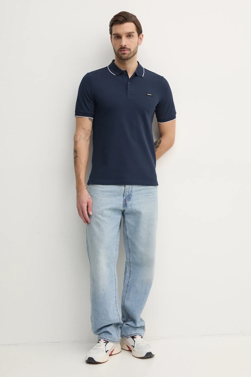 Поло Calvin Klein мужское цвет чёрный однотонное K10K112751 Поло Calvin Klein мужское цвет чёрный однотонное K10K112751
