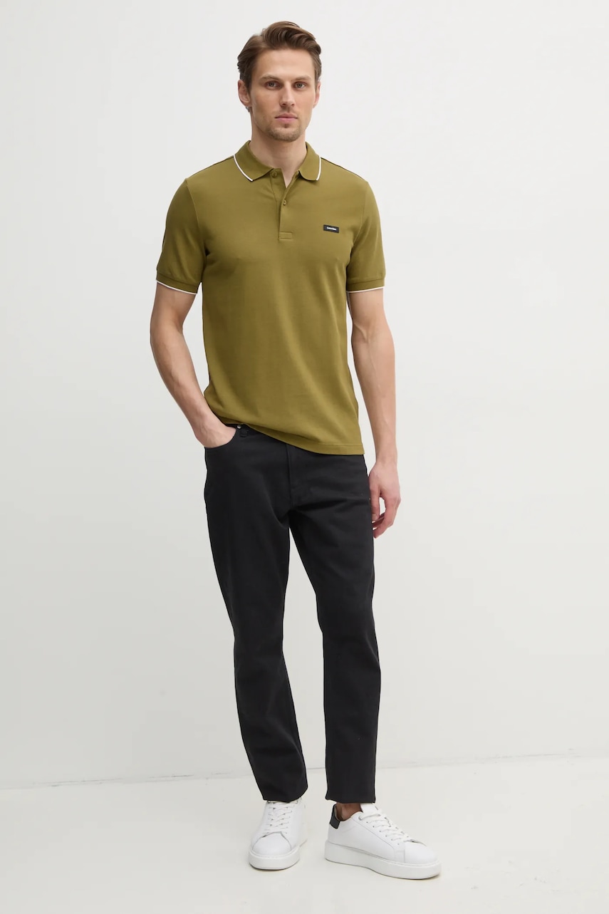 Поло Calvin Klein мужское цвет чёрный однотонное K10K112751 Поло Calvin Klein мужское цвет чёрный однотонное K10K112751