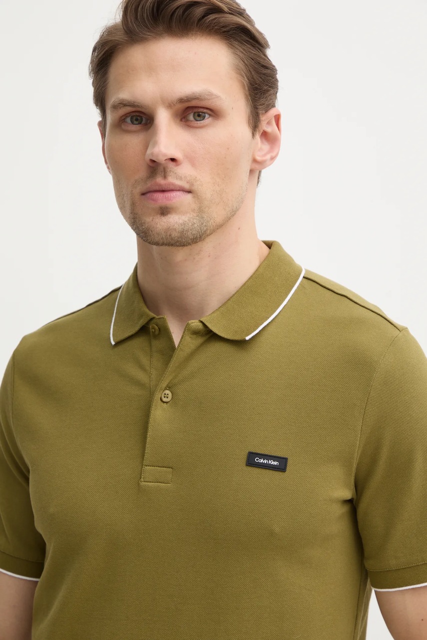 Πόλο Calvin Klein χρώμα: μαύρο, K10K112751 φωτογραφία